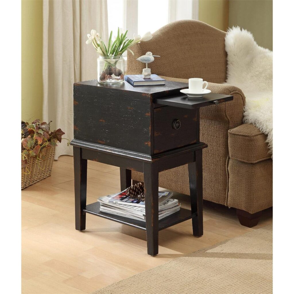 Wood accent table with pull out drawer
