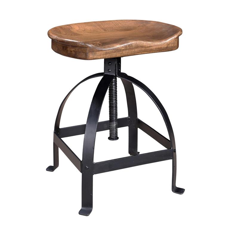 Industrial modern casual dining stool made of wood and metal