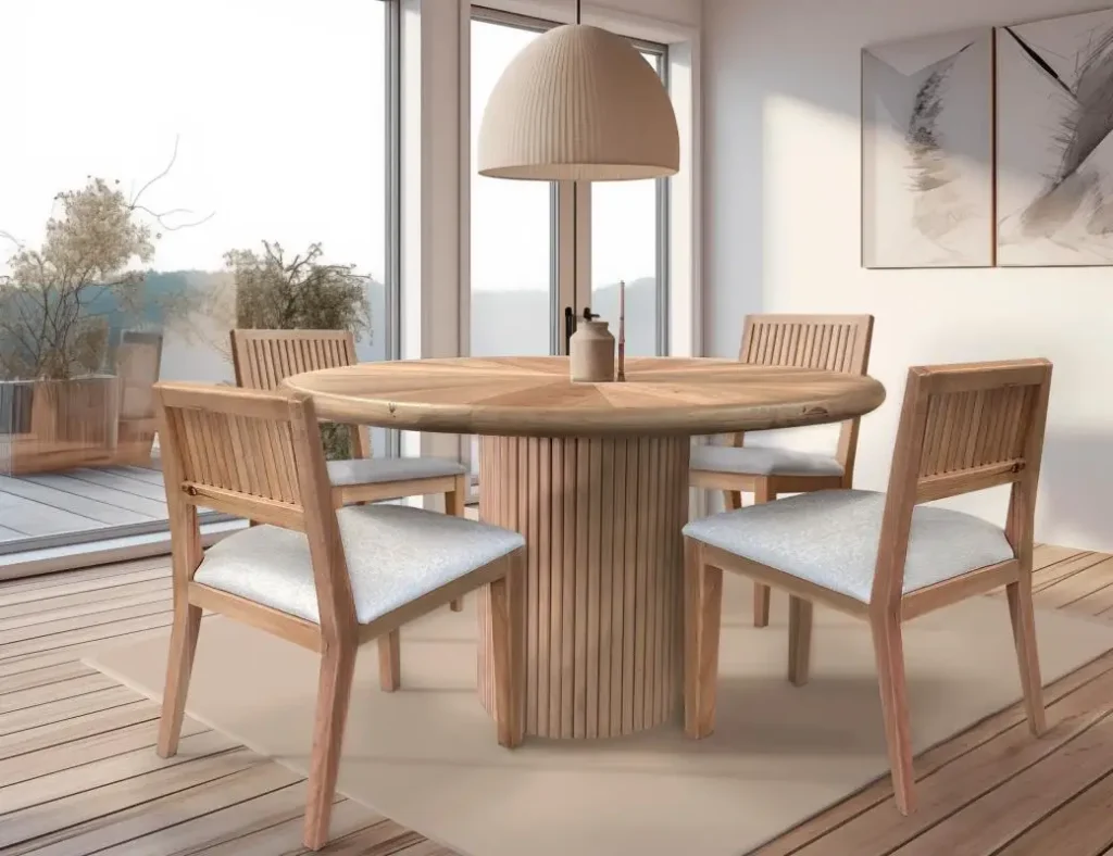 Giza collection round solid wood dining room table