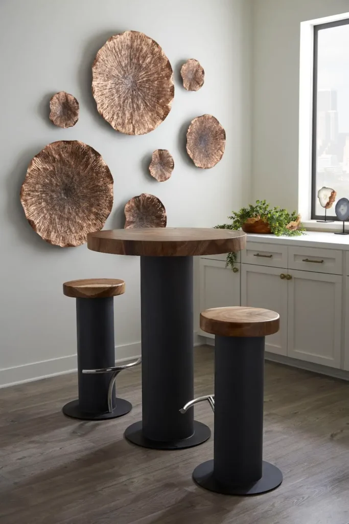 Concrete bar table with wood top