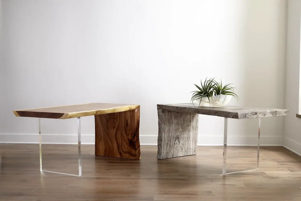 Home office desks featuring different materials