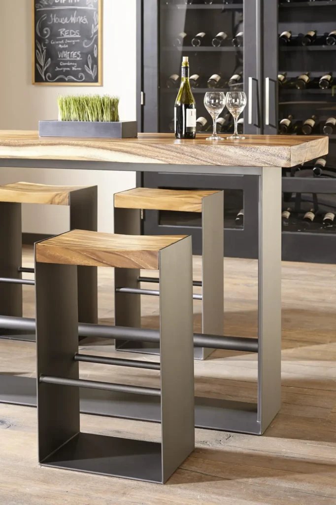Iron frame bar table and stool