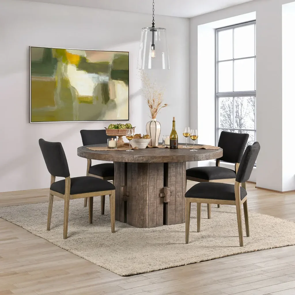 Round wood dining table