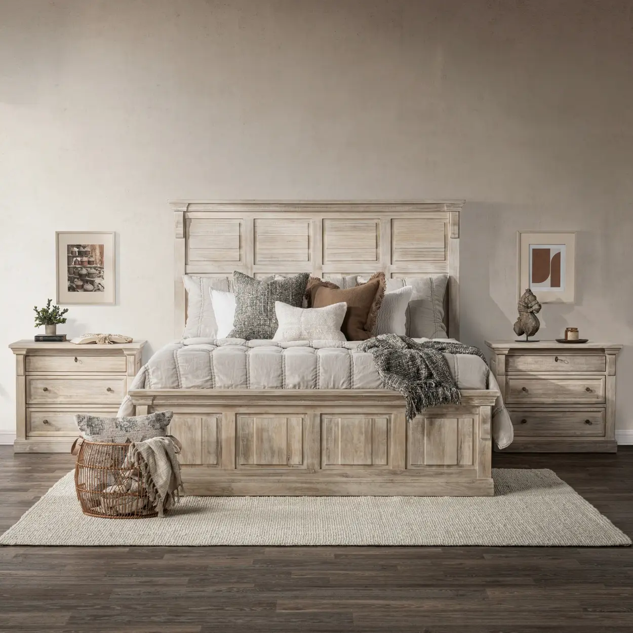 Solid wood bed and bedroom set in a Colorado Springs home