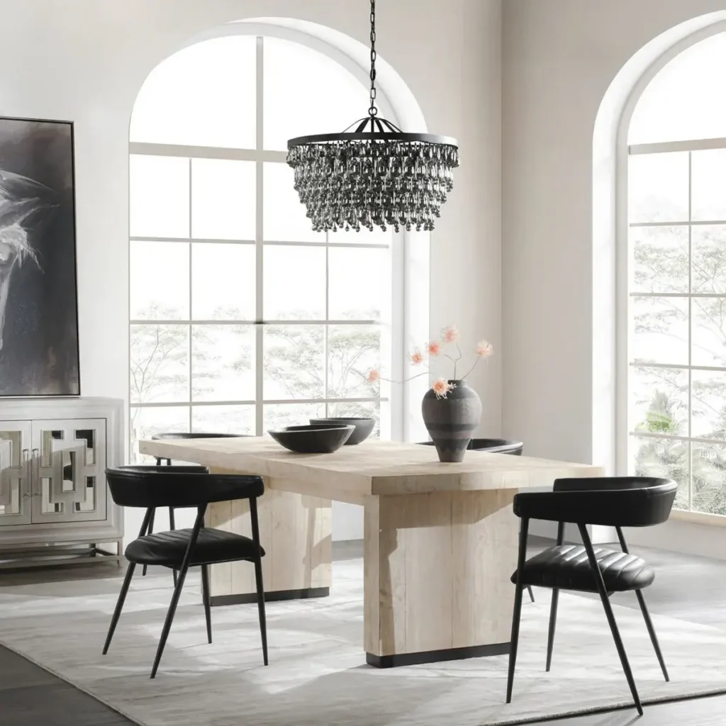 Light colored wood dining table