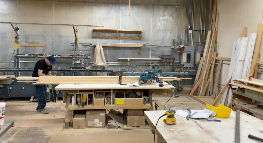Colorado Springs cabinet maker working in the shop building a custom cabinet