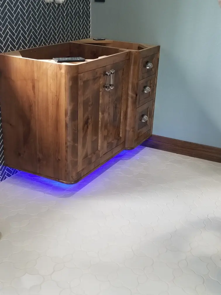 Custom built bathroom vanity cabinet
